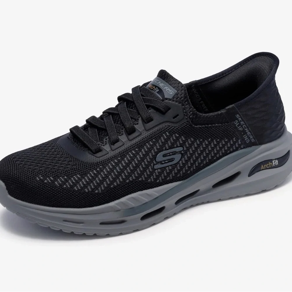 Skechers Arch Fit Black and Gray Men's Athletic Walking Shoe